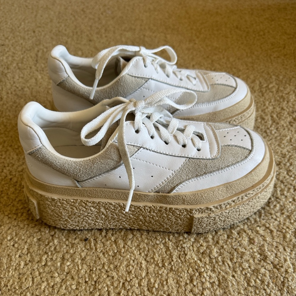 Maison Martin Margiela White and Tan Platform Sneakers